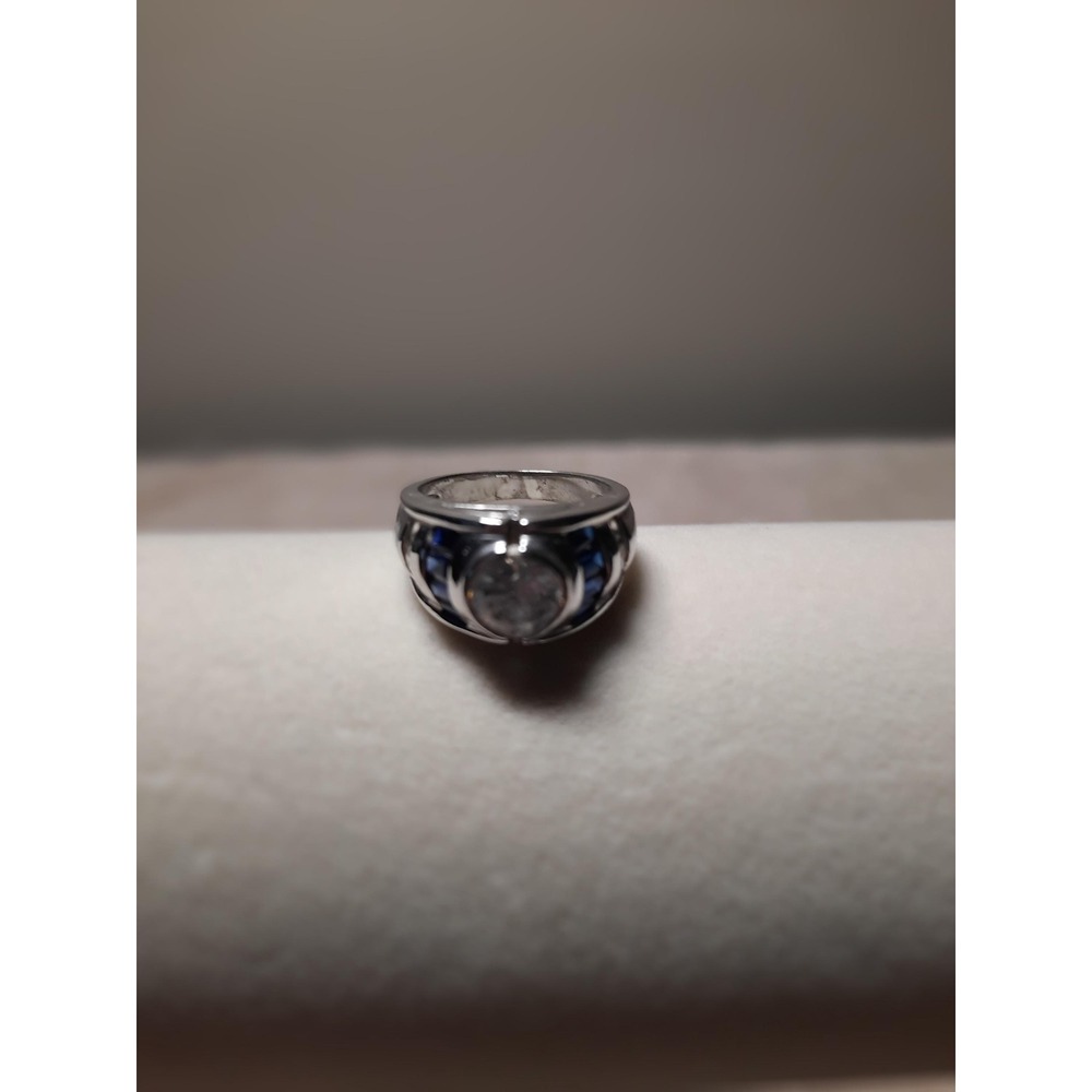 Created sapphire cubic zirconia ring in sterling silver size 5